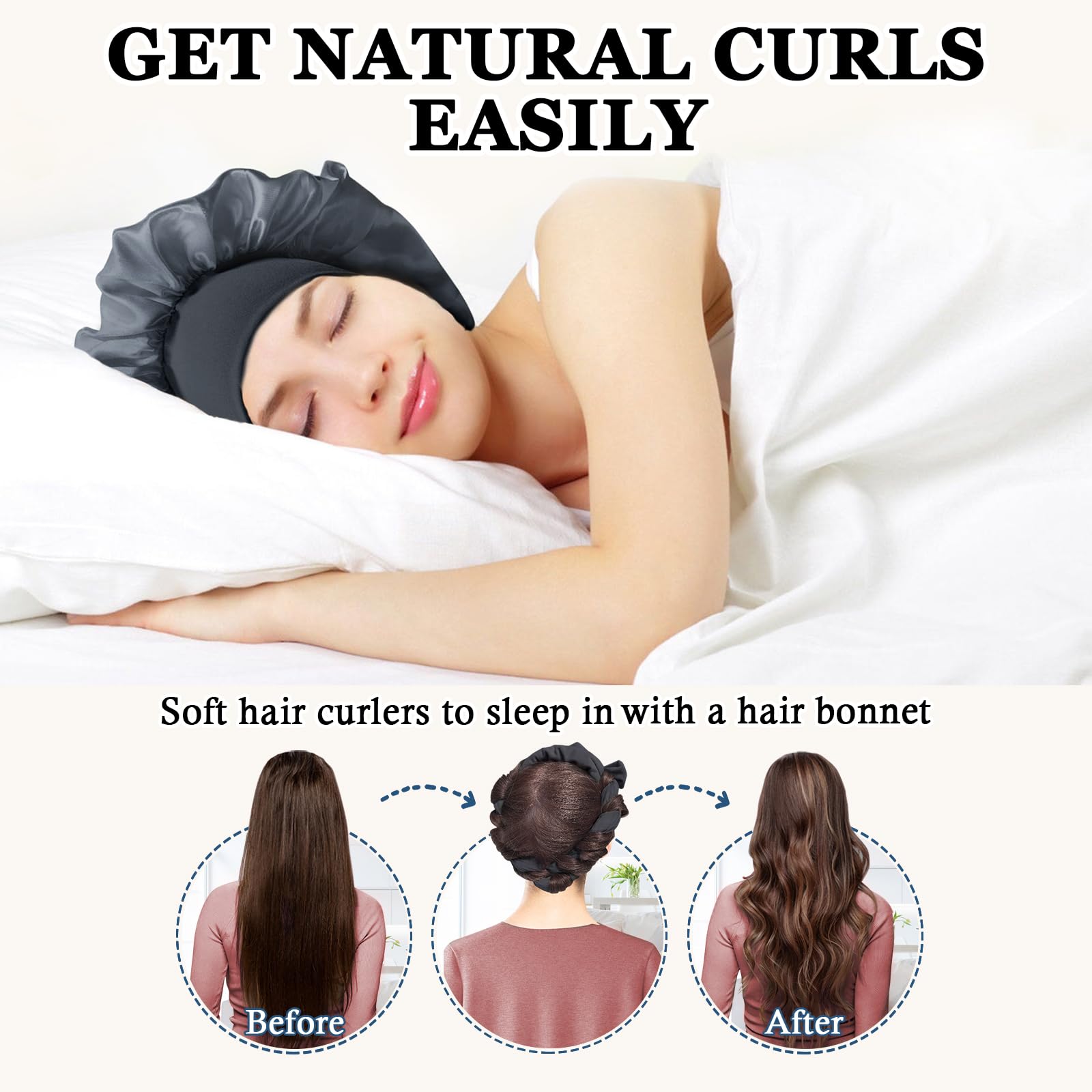 Gwabee bonnet satin nuit pour cheveux, douceur et protection pendant le sommeil