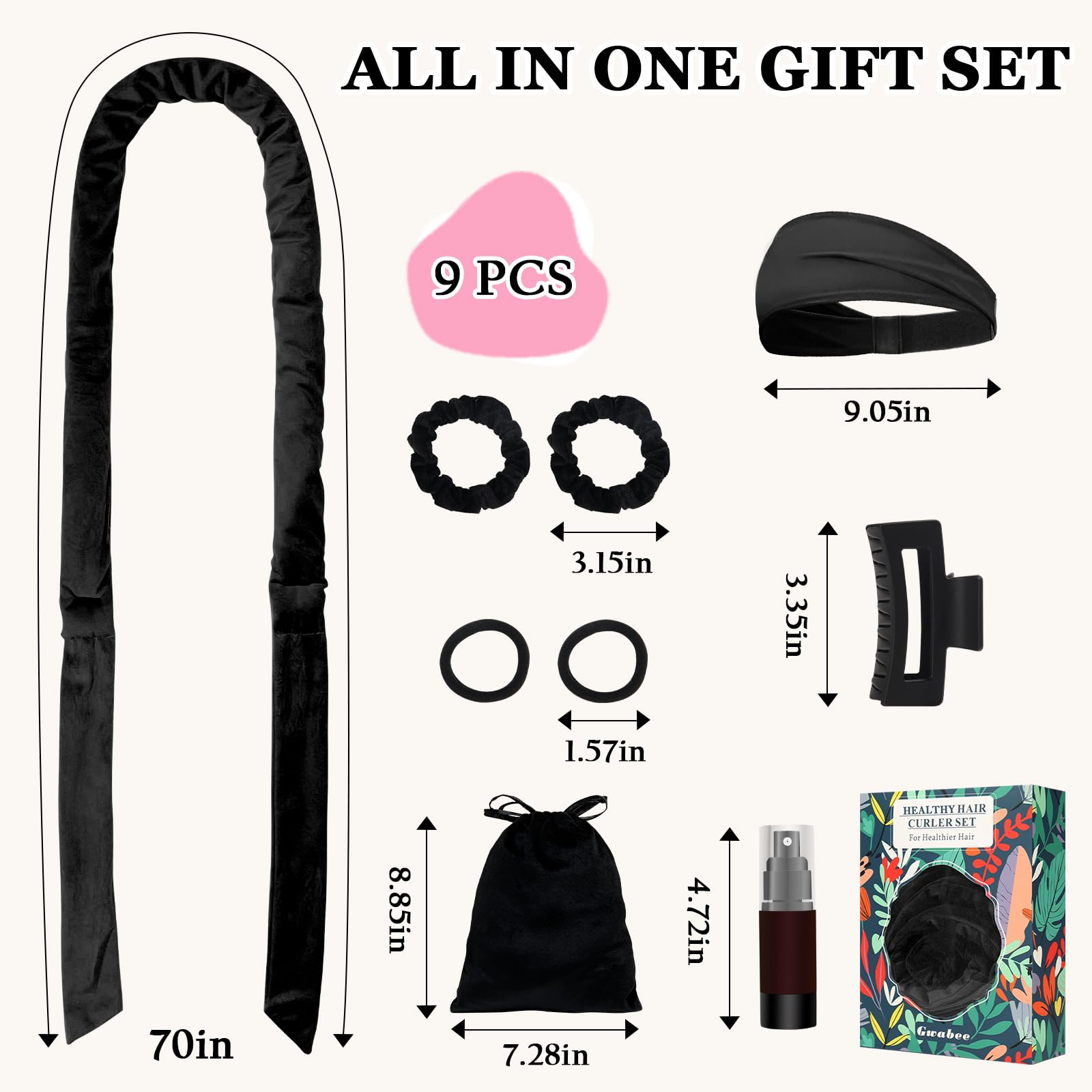 Coffret cadeau Gwabee avec le bandeau et ses accessoires.