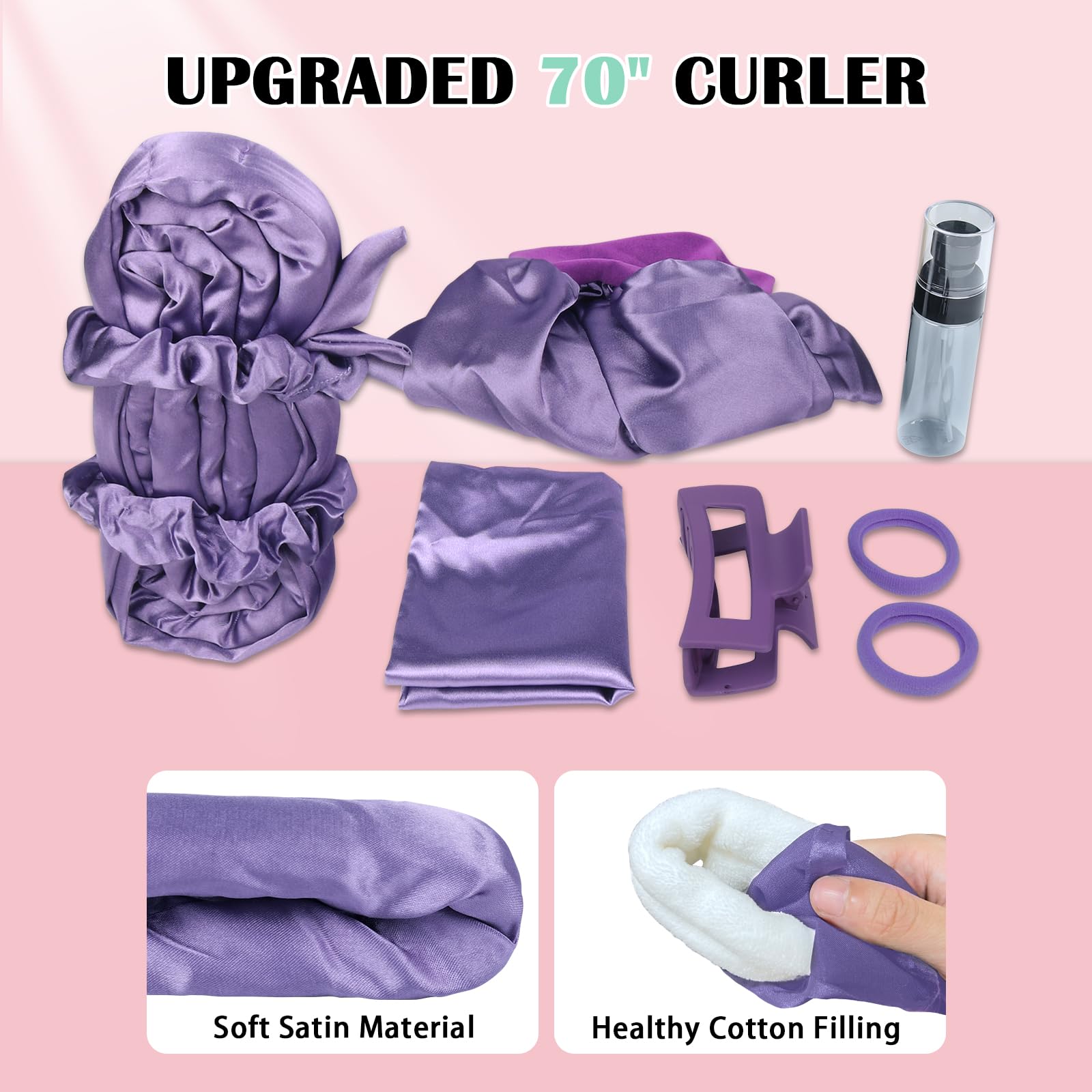 Gwabee Pince-cheveux satin – maintien sûr pendant l'enroulage sans chaleur.