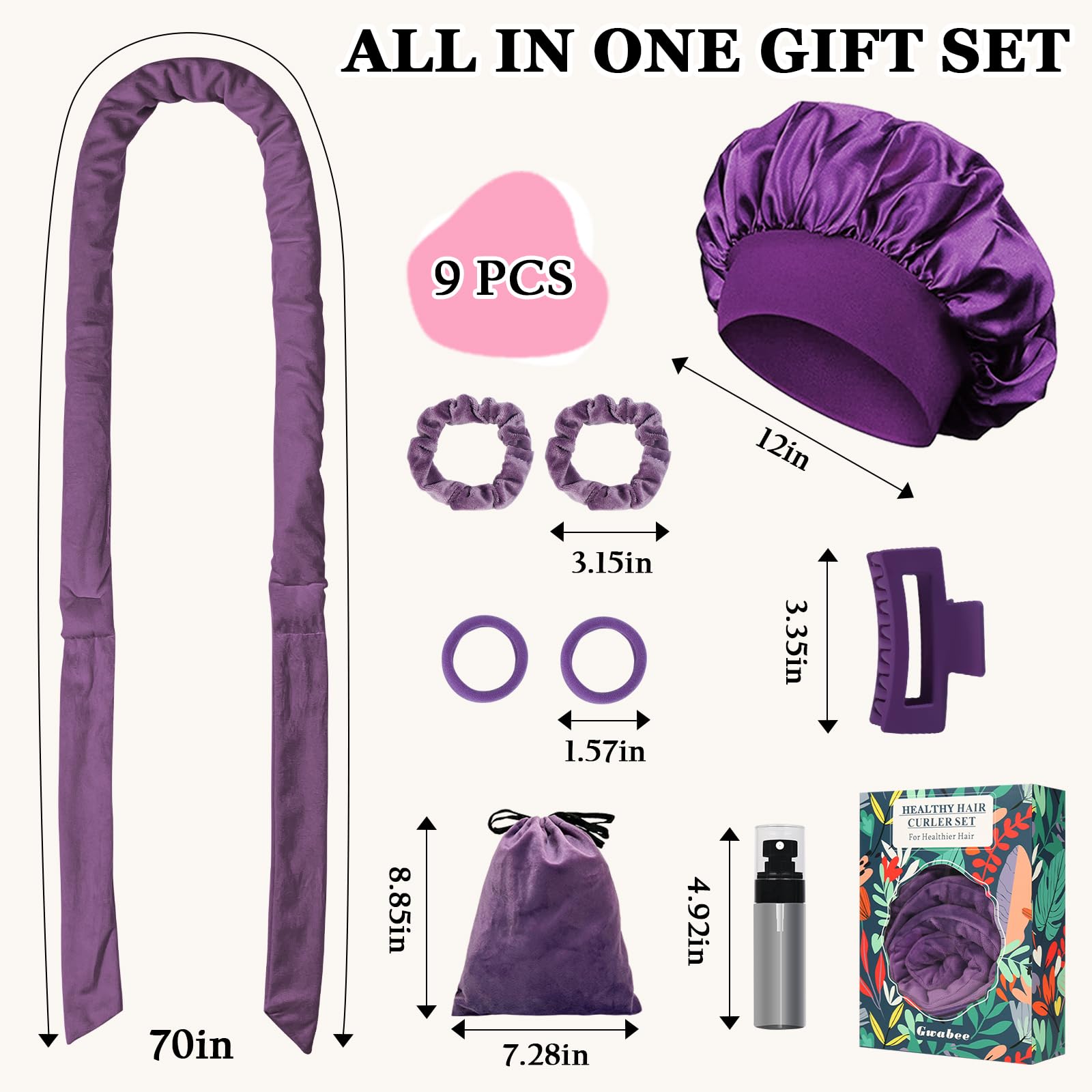 Sac de rangement Gwabee velours: rangement élégant et compact du kit boucles.