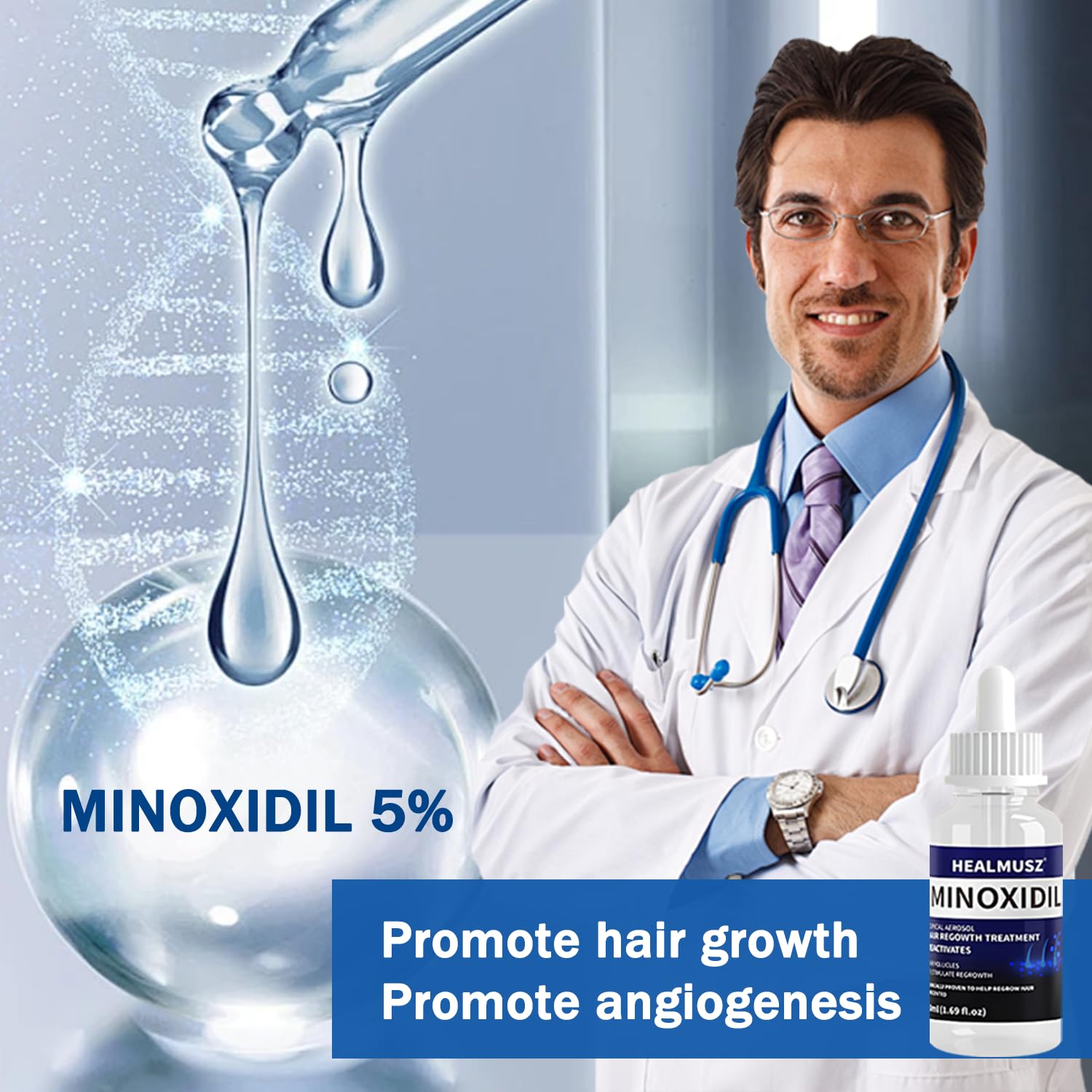 GXQ Minoxidil emballage design rouge.