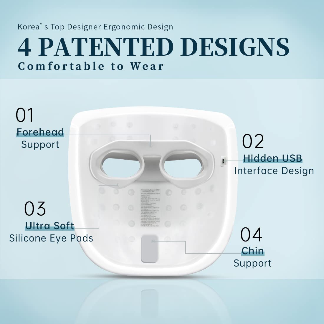 GYH masque LED 8 couleurs, support silicone oculaire breveté pour une utilisation sécurisée.