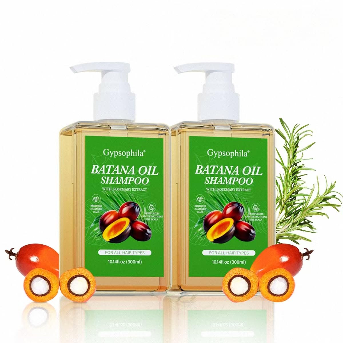 Gypsophila shampoing huile de batana, bouteille nourrissante et brillante pour les cheveux.