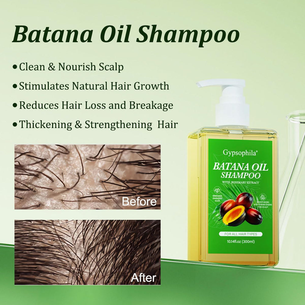 Shampoing Gypsophila Batana – volume accru pour cheveux plus dynamiques.