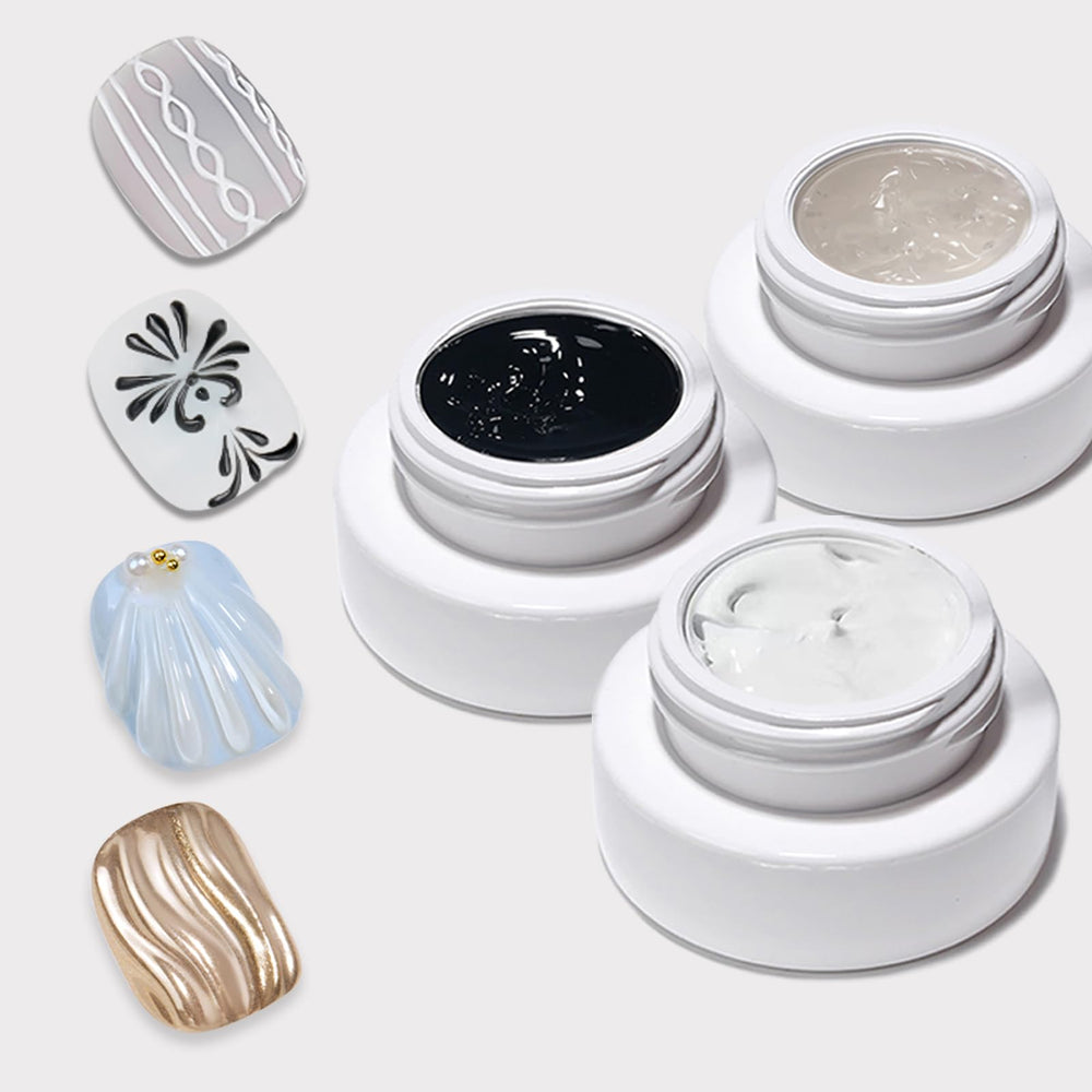 Gyraolvant gel sculptant 3D blanc pour ongles précis et durables.