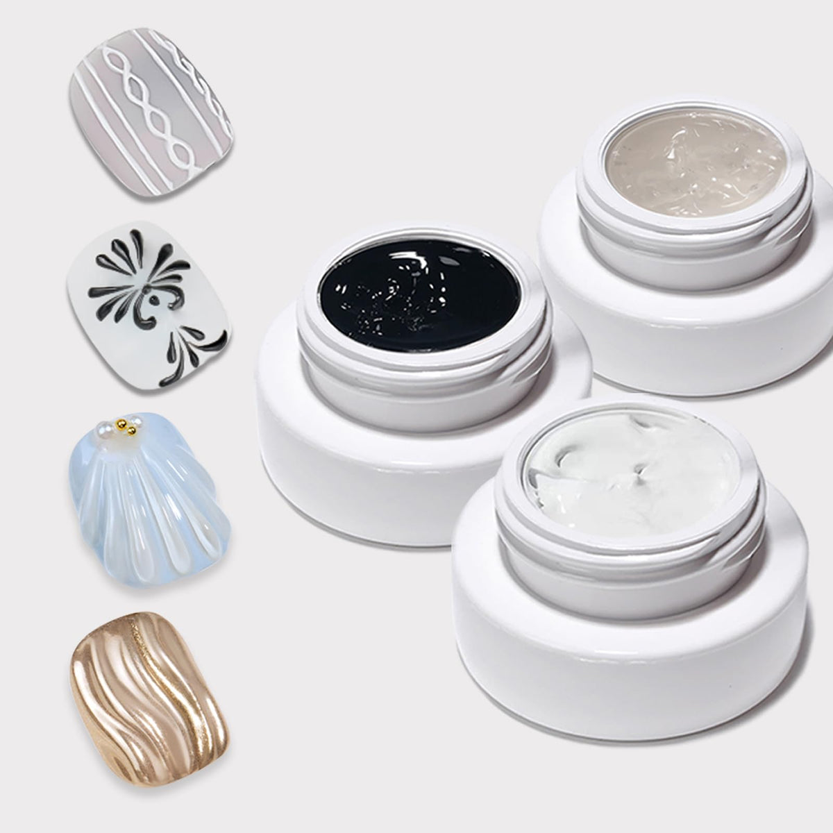 Gyraolvant gel sculptant 3D blanc pour ongles précis et durables.