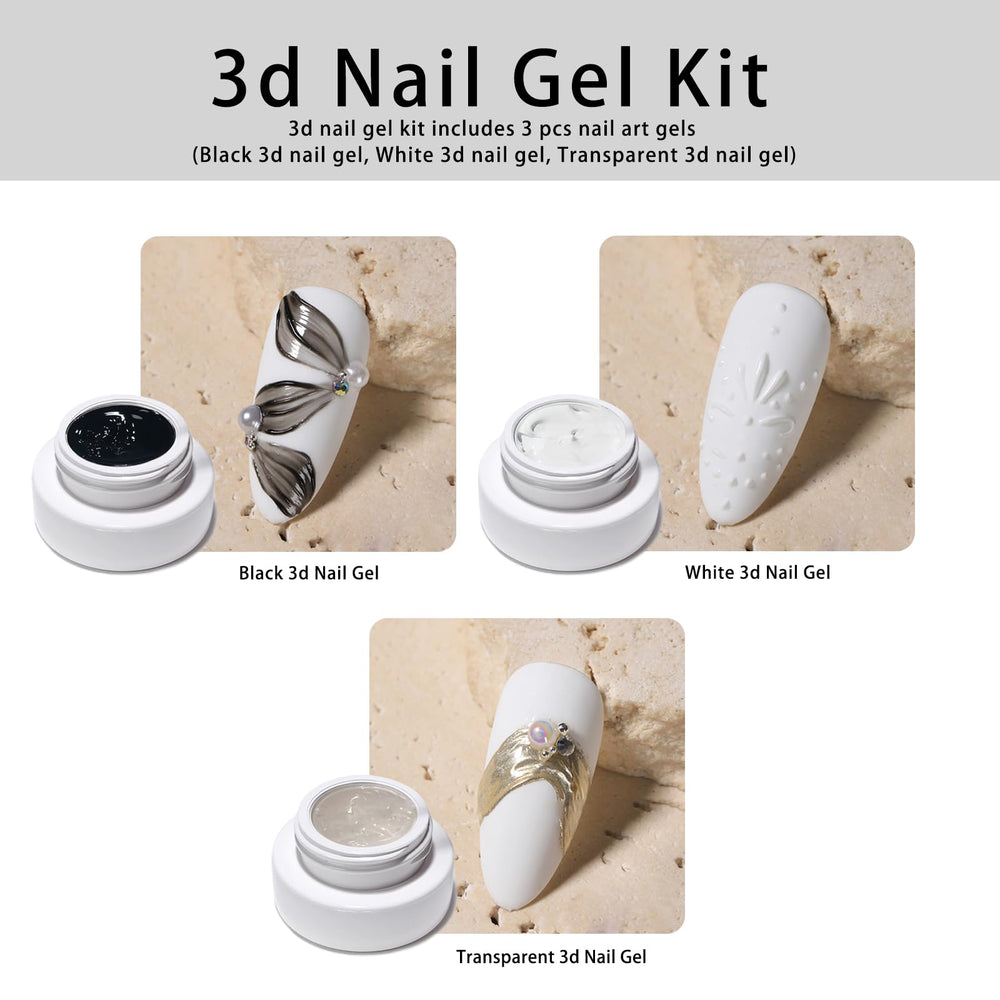 Gyraolvant gel sculptant 3D noir pour motifs 3D intenses.