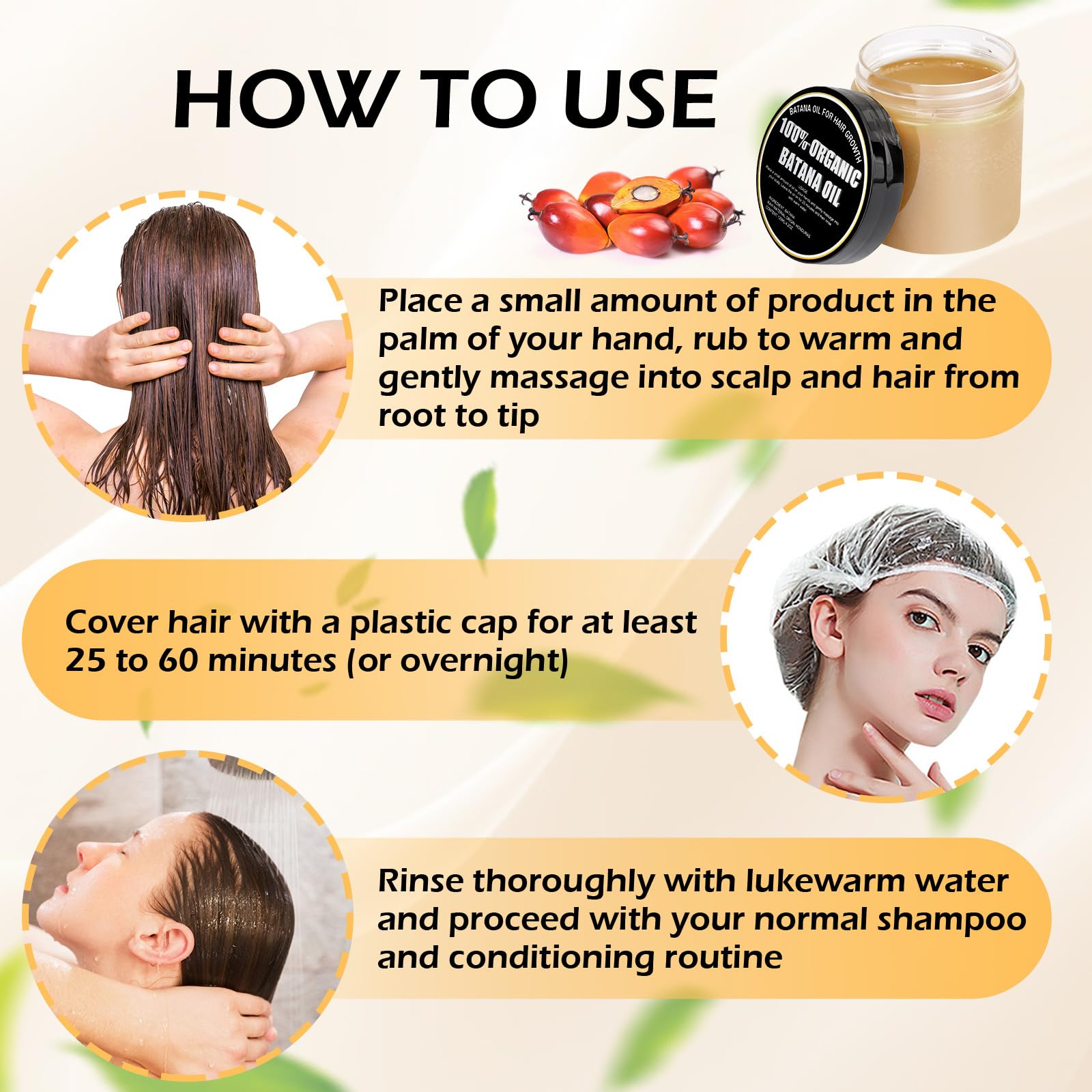 Gzarcwvn huile Batana et moringa – hydratation profonde des cheveux