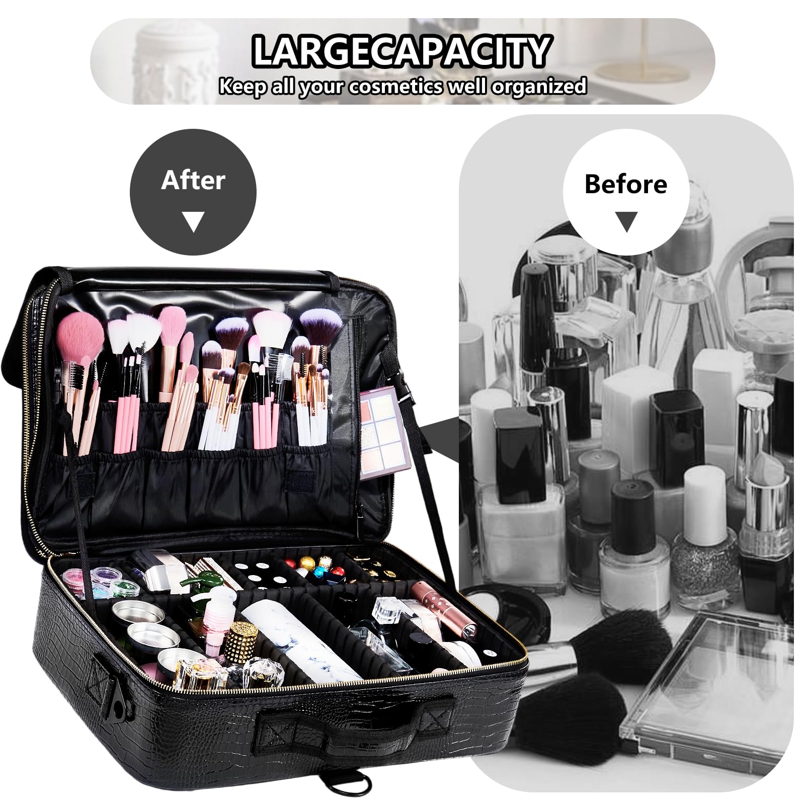 Gzcz rangement sûr pour bijoux et pinceaux dans un coffret de voyage.