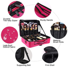 Etui bijoux et cosmétiques rose, pratique et compact.
