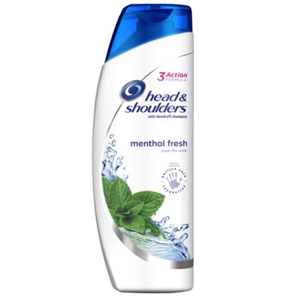 Shampoing h&s anti-pelliculaire menthol rafraîchissant, flacon de 400 ml, idéal pour tous types de cheveux.