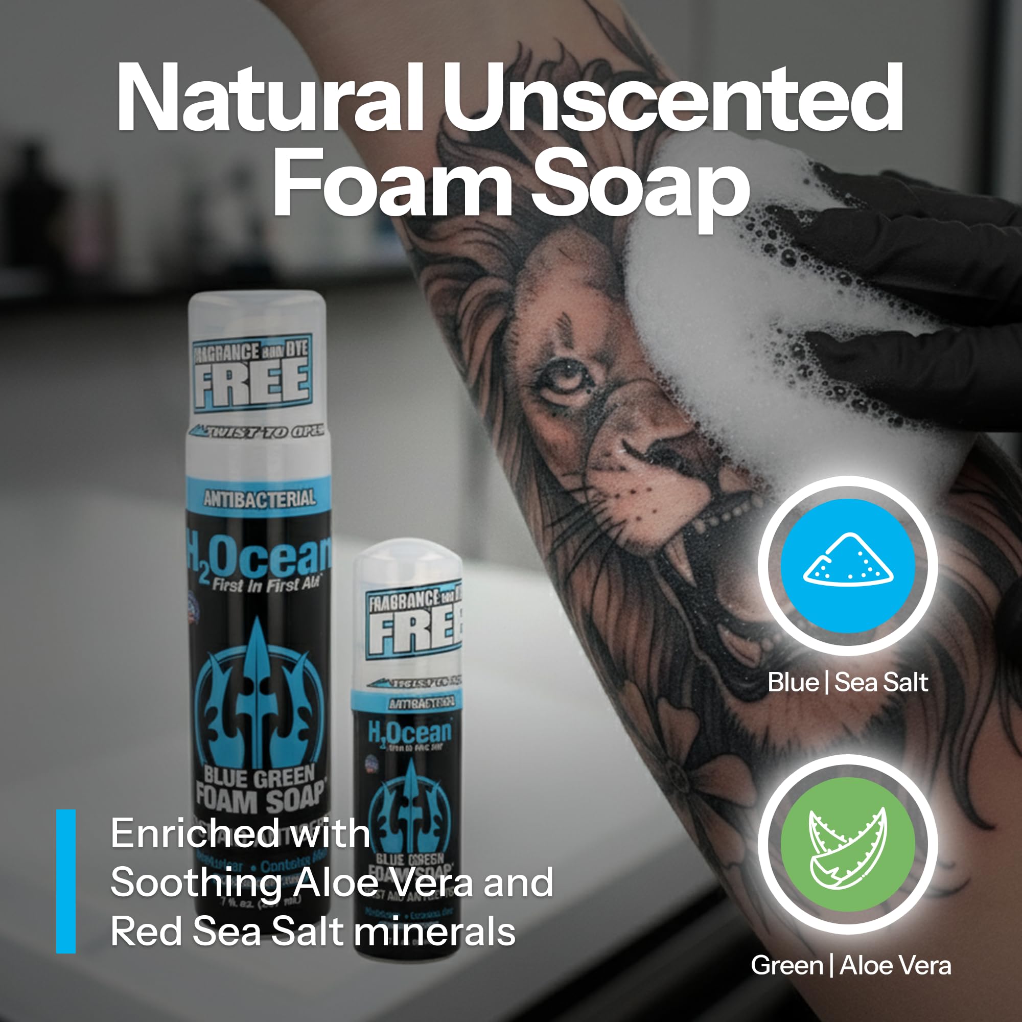 H2Ocean 7 oz tattoo aftercare bottle ready for use