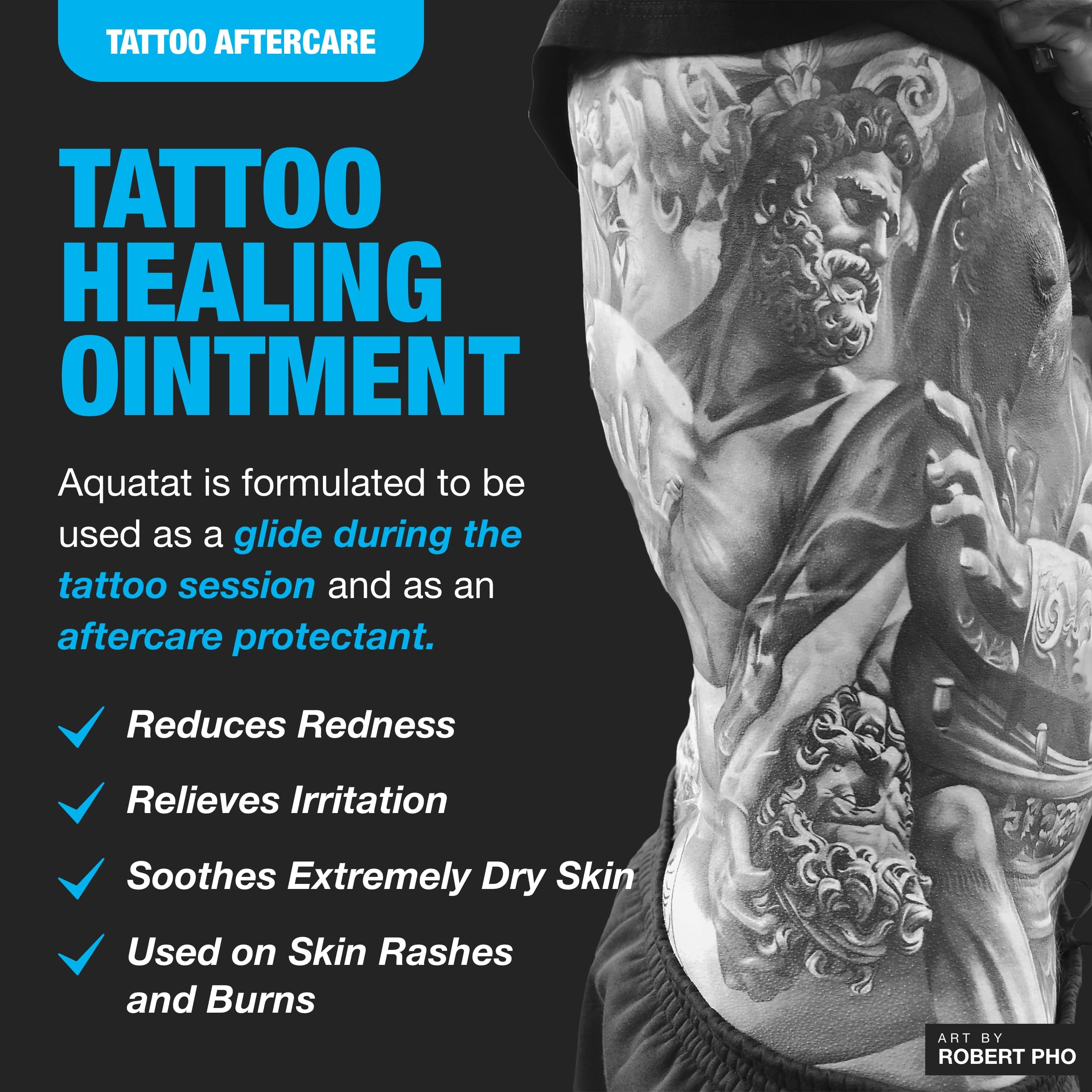 Texture crémeuse d'Aquatat pour une barrière hydratante lors du soin tatouage