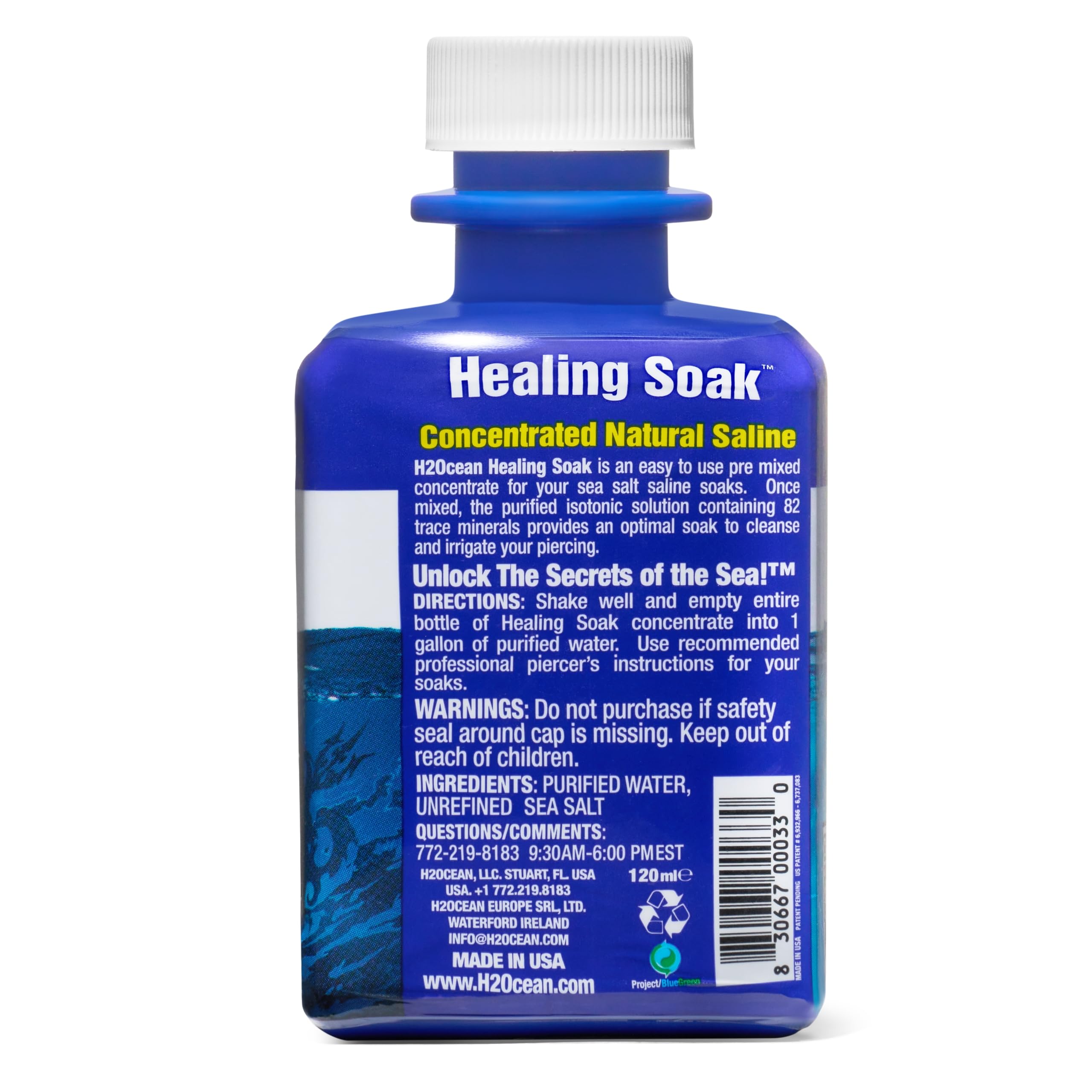 H2Ocean bain apaisant piercing: utilisation facile pour plaies mineures