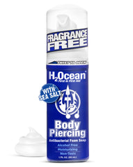 H2Ocean Mousse nettoyante piercing-corps, nettoie peau et bijoux en douceur.