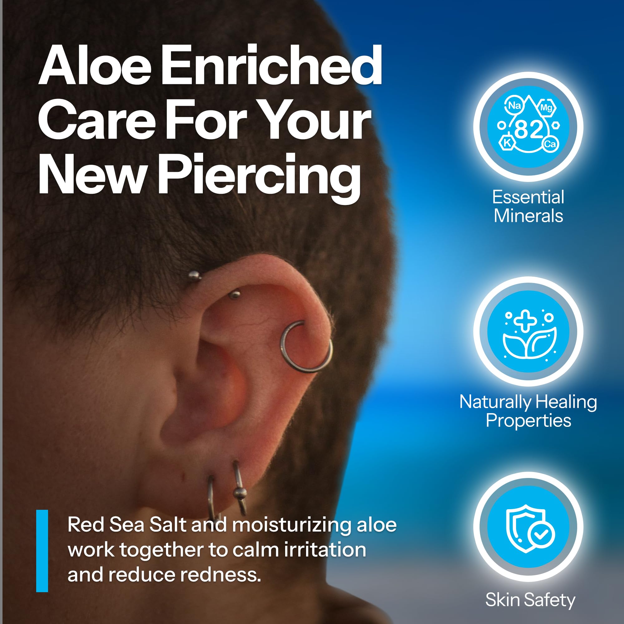 H2Ocean Nettoyage bijoux et piercings pour un aspect frais.