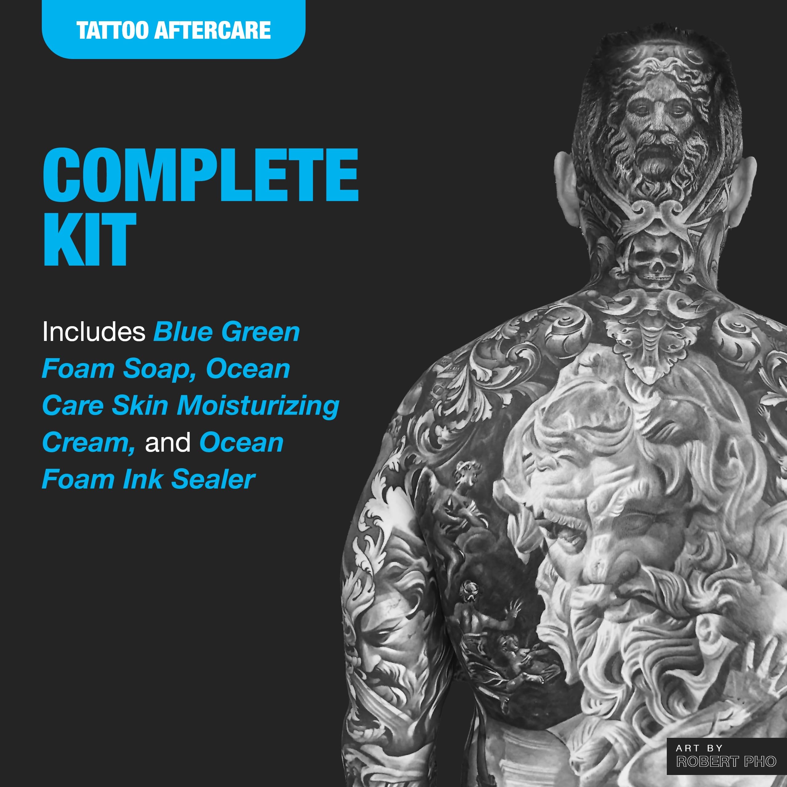H2Ocean etapes-soin-tatouage: routine simple pour une guérison guidée.