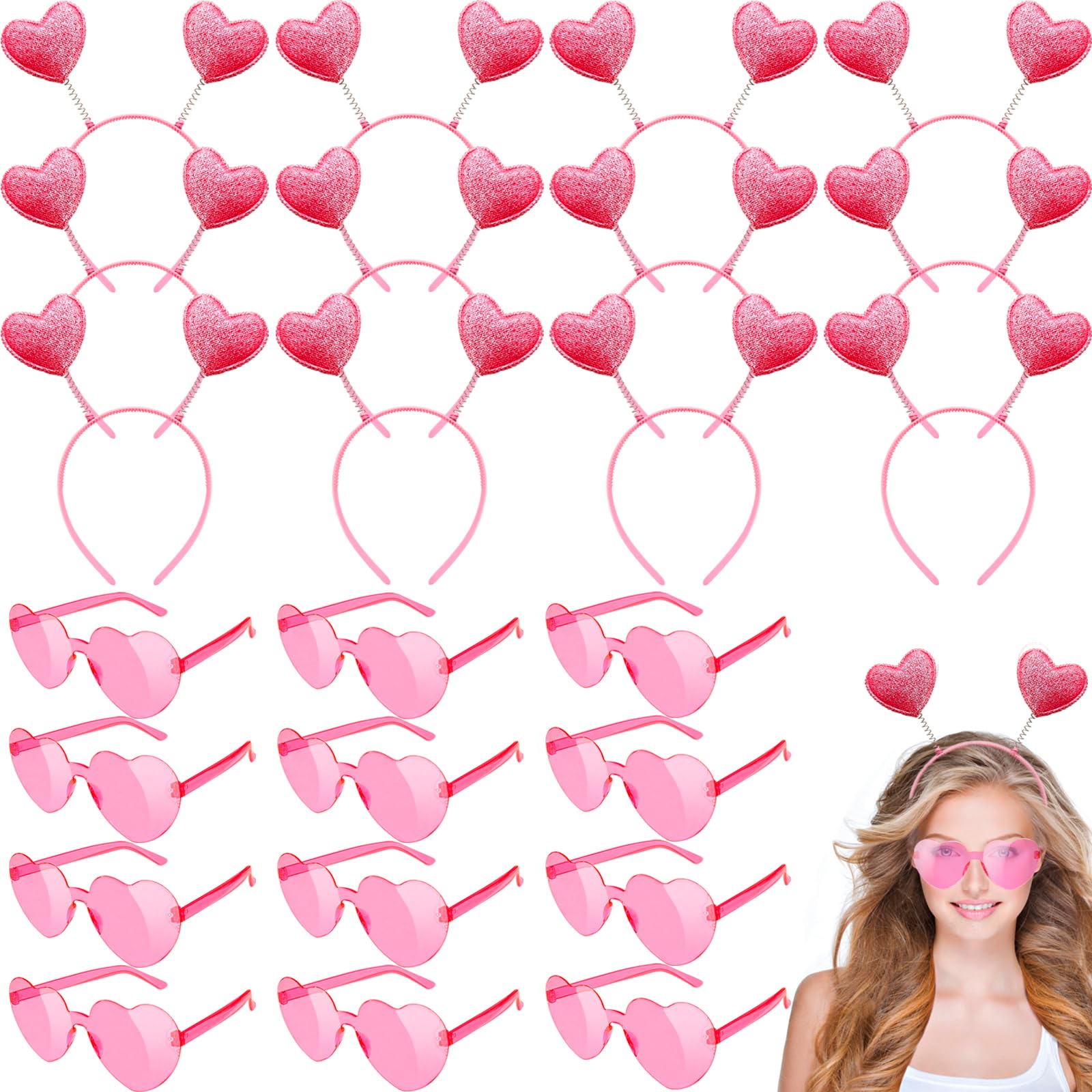 Lunettes cœur rose pailleté Haawooky pour photos romantiques.