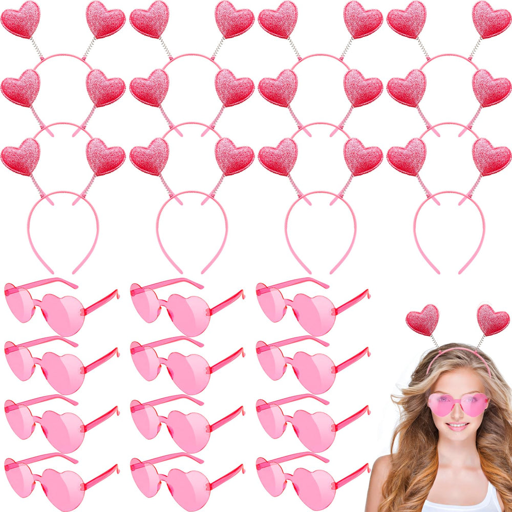 Lunettes cœur rose pailleté Haawooky pour photos romantiques.