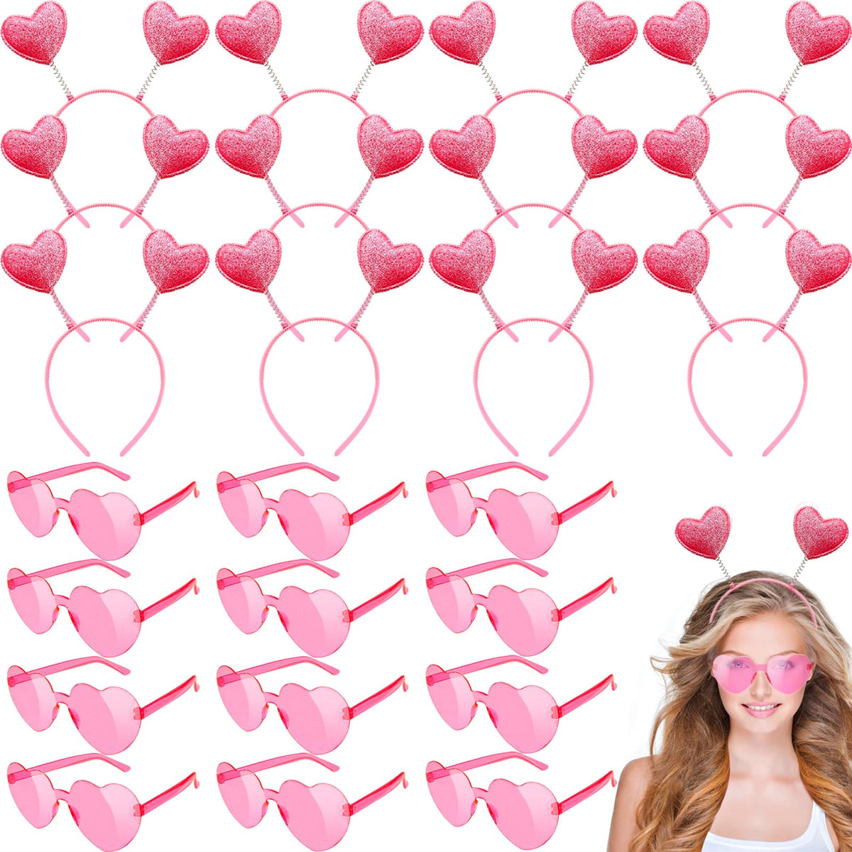 Lunettes cœur rose pailleté Haawooky pour photos romantiques.