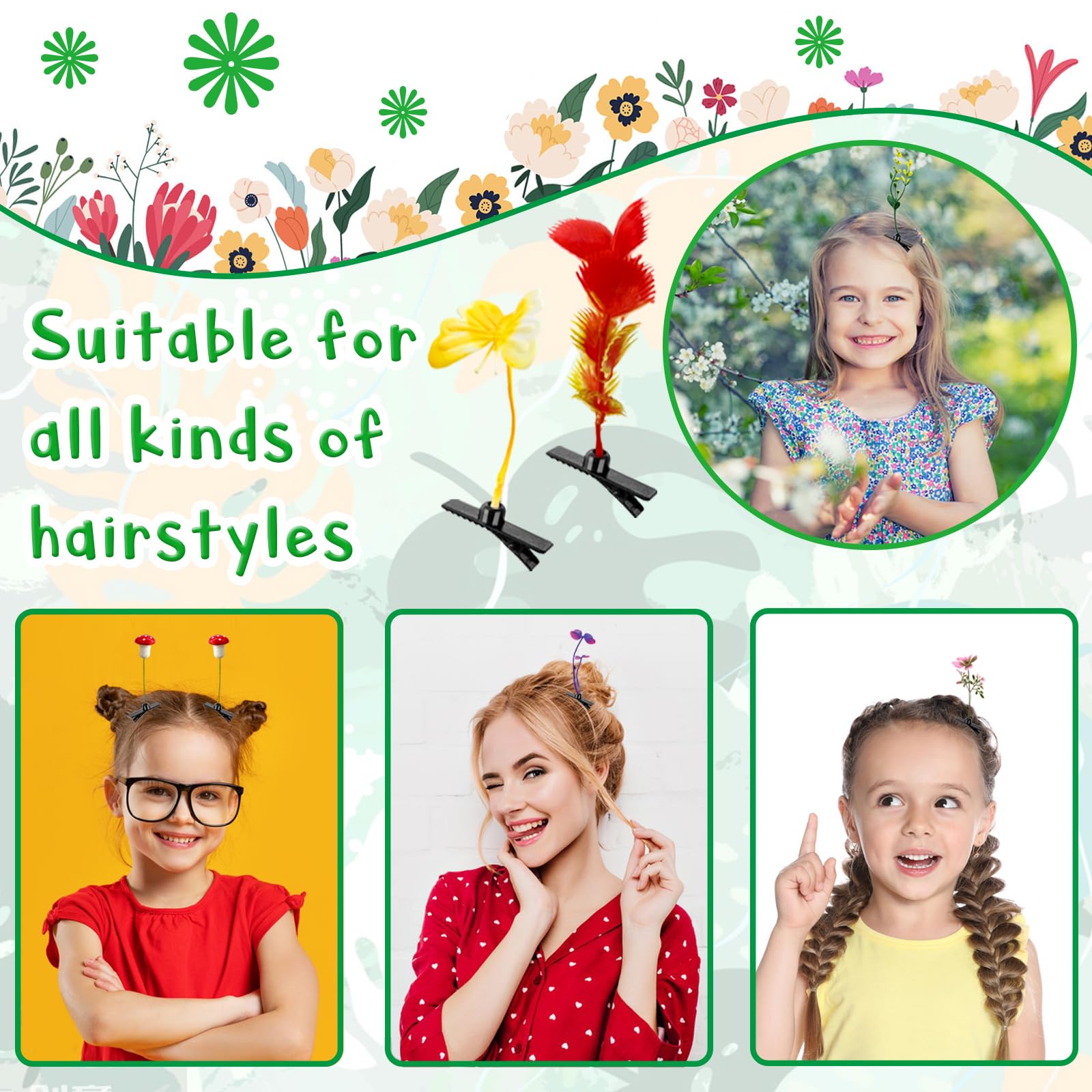 Pinces Haawooky cheveux plante feuilles verdoyantes – solution pratique au quotidien