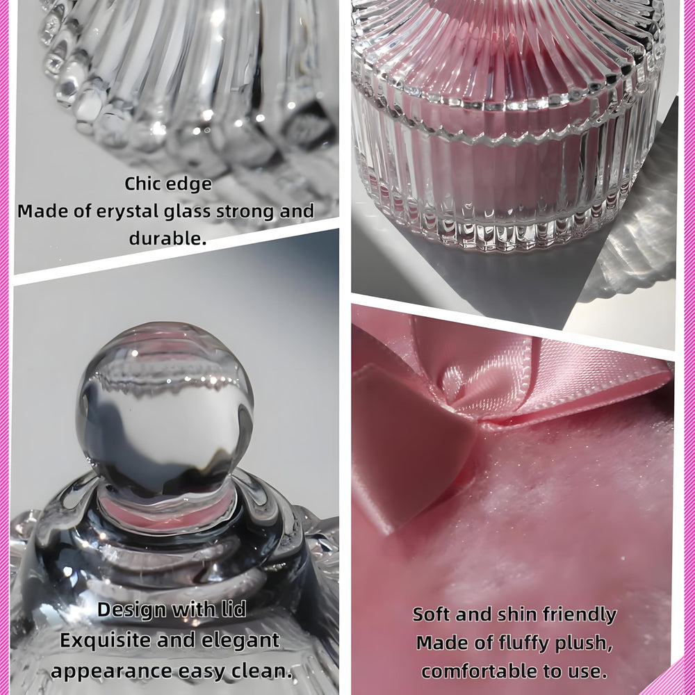 Conteneur poudre Habitable tree en verre cristal avec bouchon rose élégant