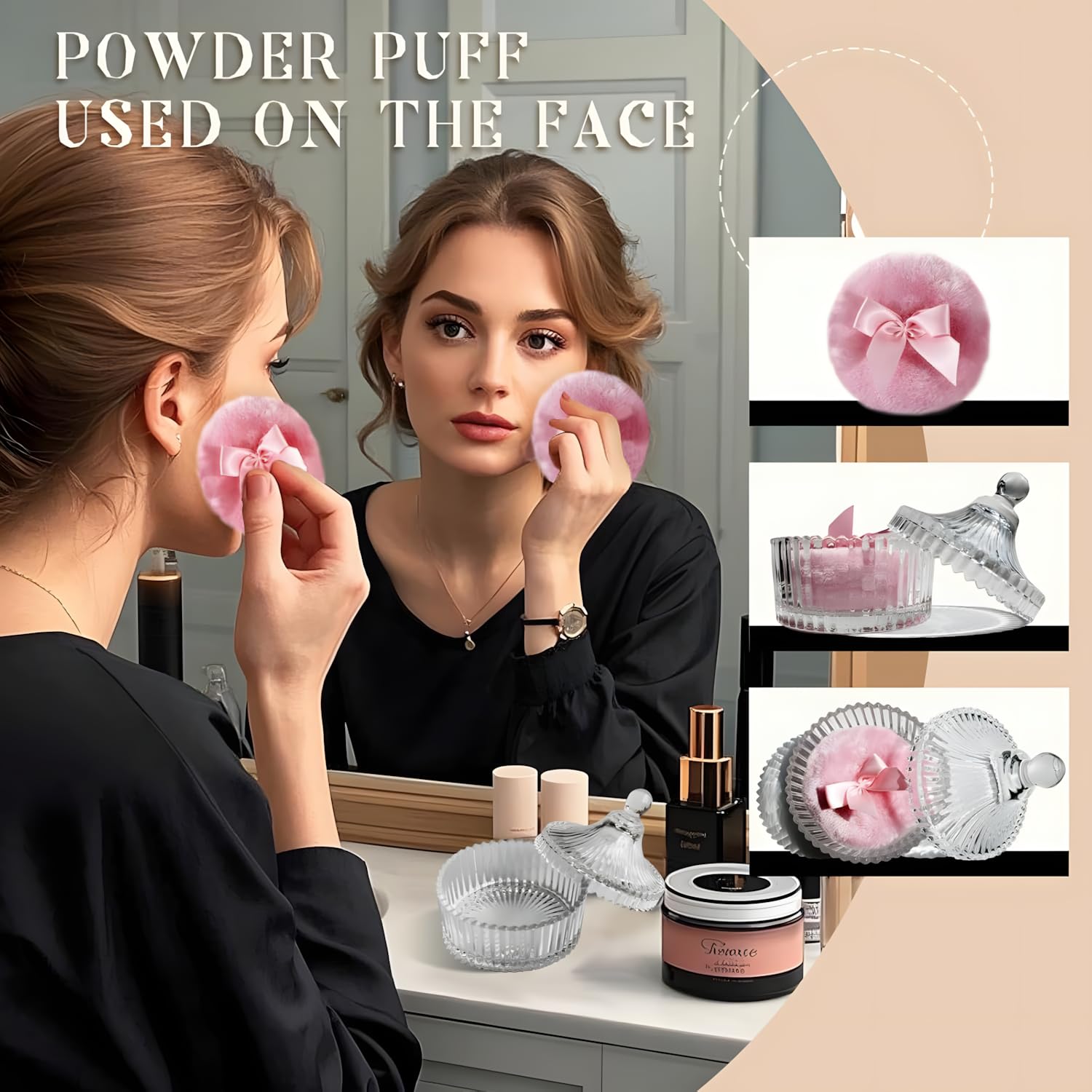 Pouf à poudre Habitable tree velours rose, douceur sur la peau