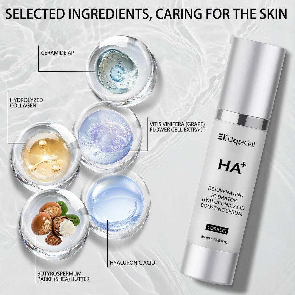 Goutte lumineuse du sérum HACIRFE HA prête à pénétrer la peau.