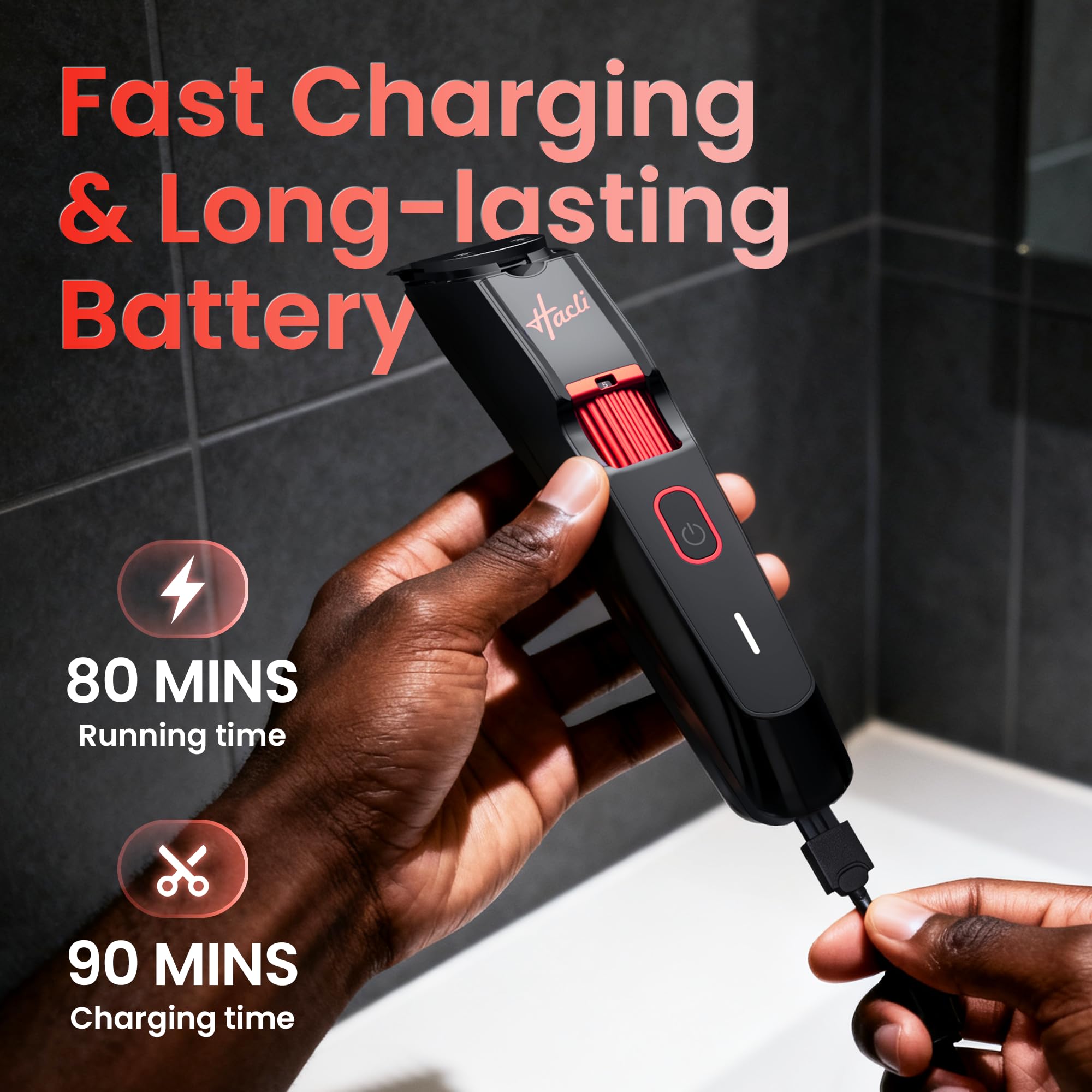 HACLI Barbe-Tondeuse recharge USB rapide pour rasage en déplacement