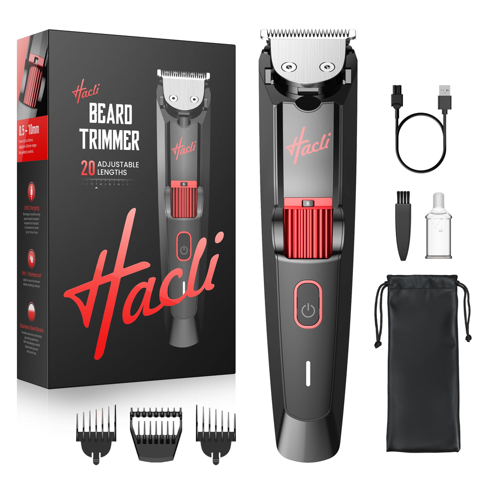 HACLI Barbe-Tondeuse avec molette de précision pour des longueurs nettes et réglables