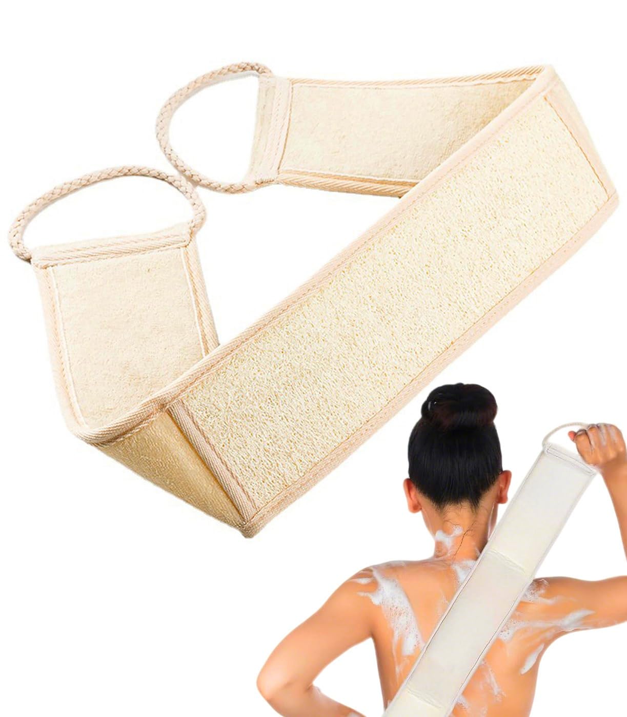 Gant luffa naturel haikuluo pour le dos, exfolie en profondeur pendant la douche.
