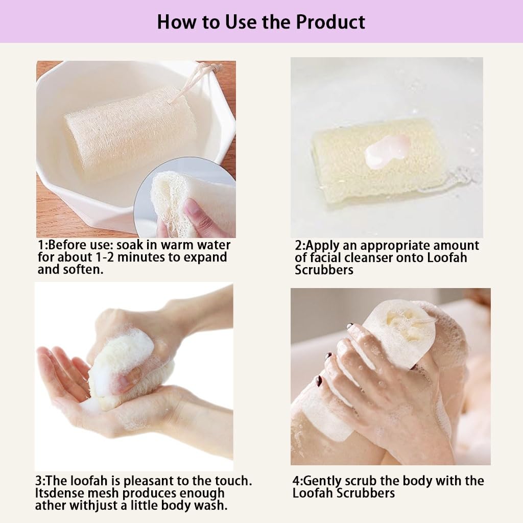 Éponge loofah haikuluo pour corps, longueur environ 12,7 cm