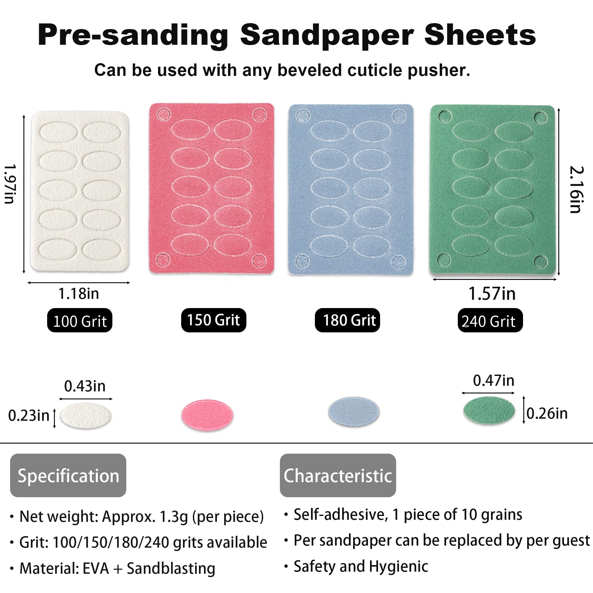 Papier abrasif autocollant 180-grain HaimiLiya pour lisser l’ongle naturel.