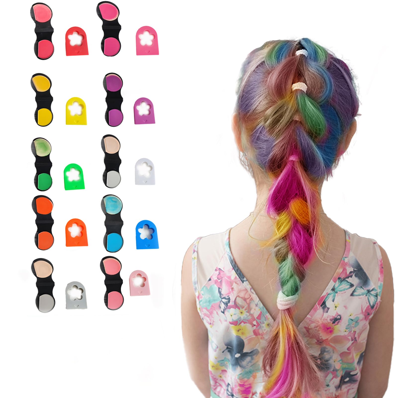 HAIOLORPRO craies cheveux ensemble 10 pièces, couleurs vibrantes pour création express.