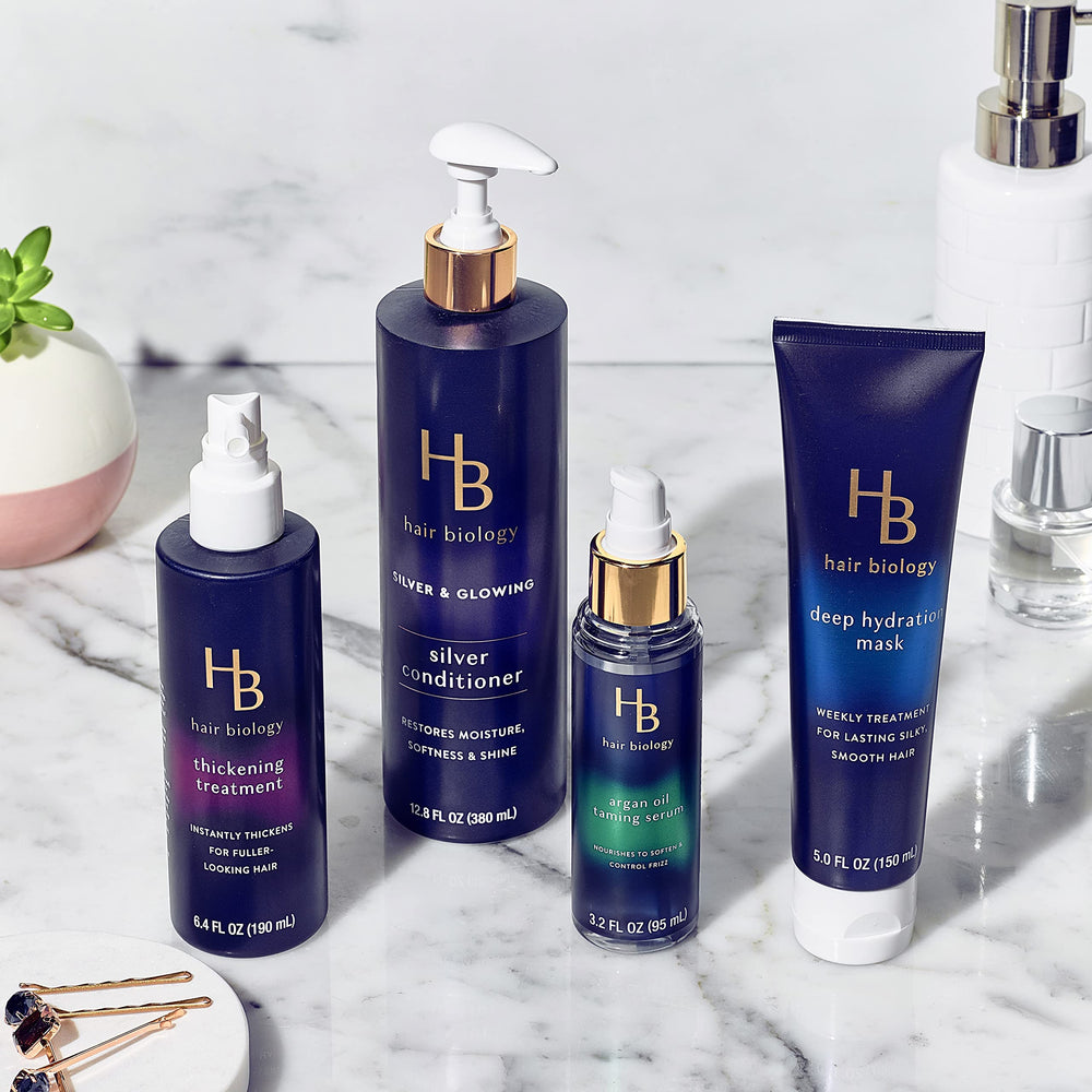 Cheveux colorés sécurisés par le sérum Hair Biology.
