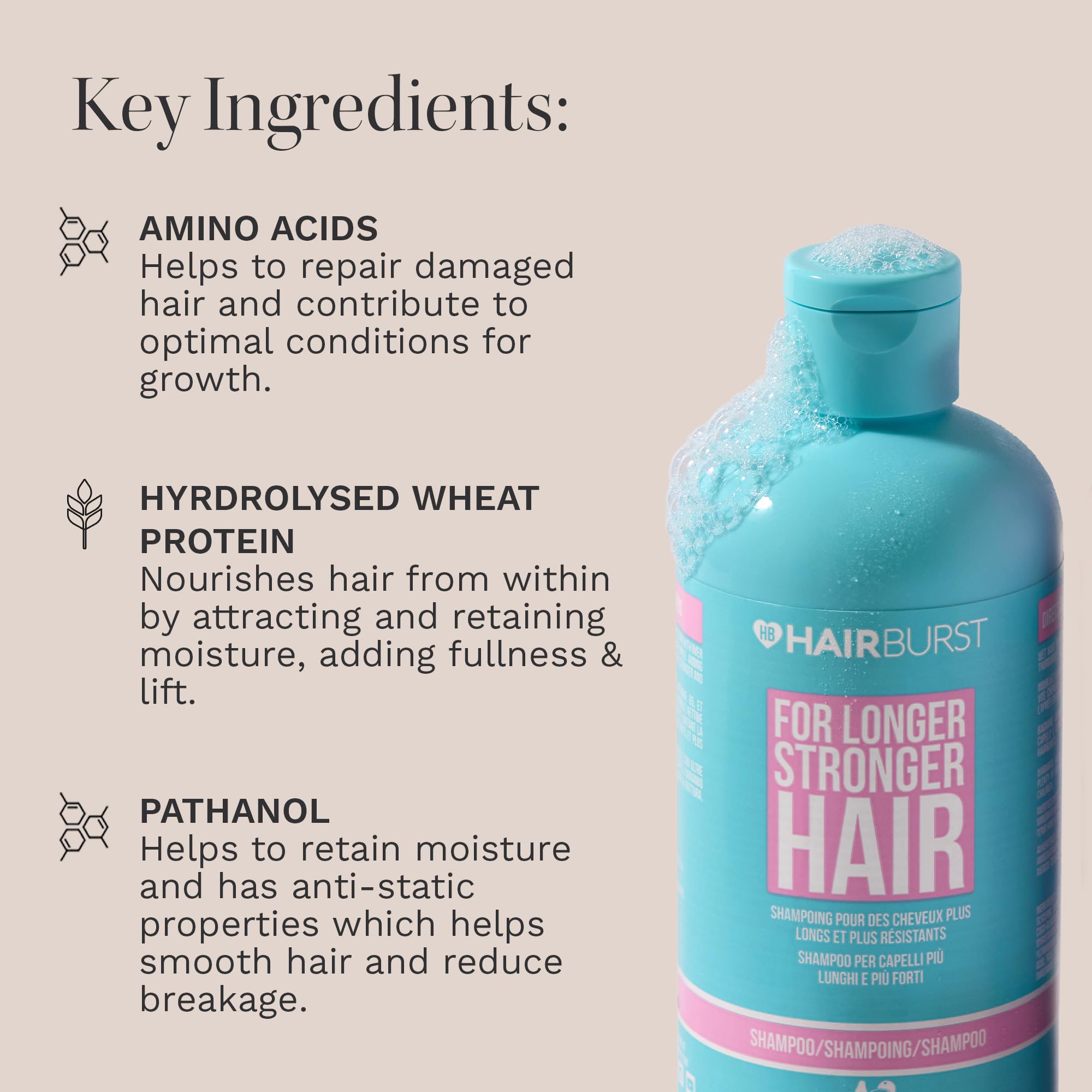 HAIR BURST Après-shampoing: crème onctueuse pour hydrater et lisser.