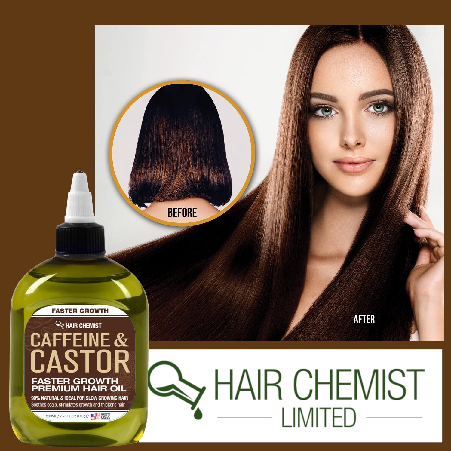 Hair Chemist application sur les cheveux, résultats potentiels d'hydratation et de douceur.