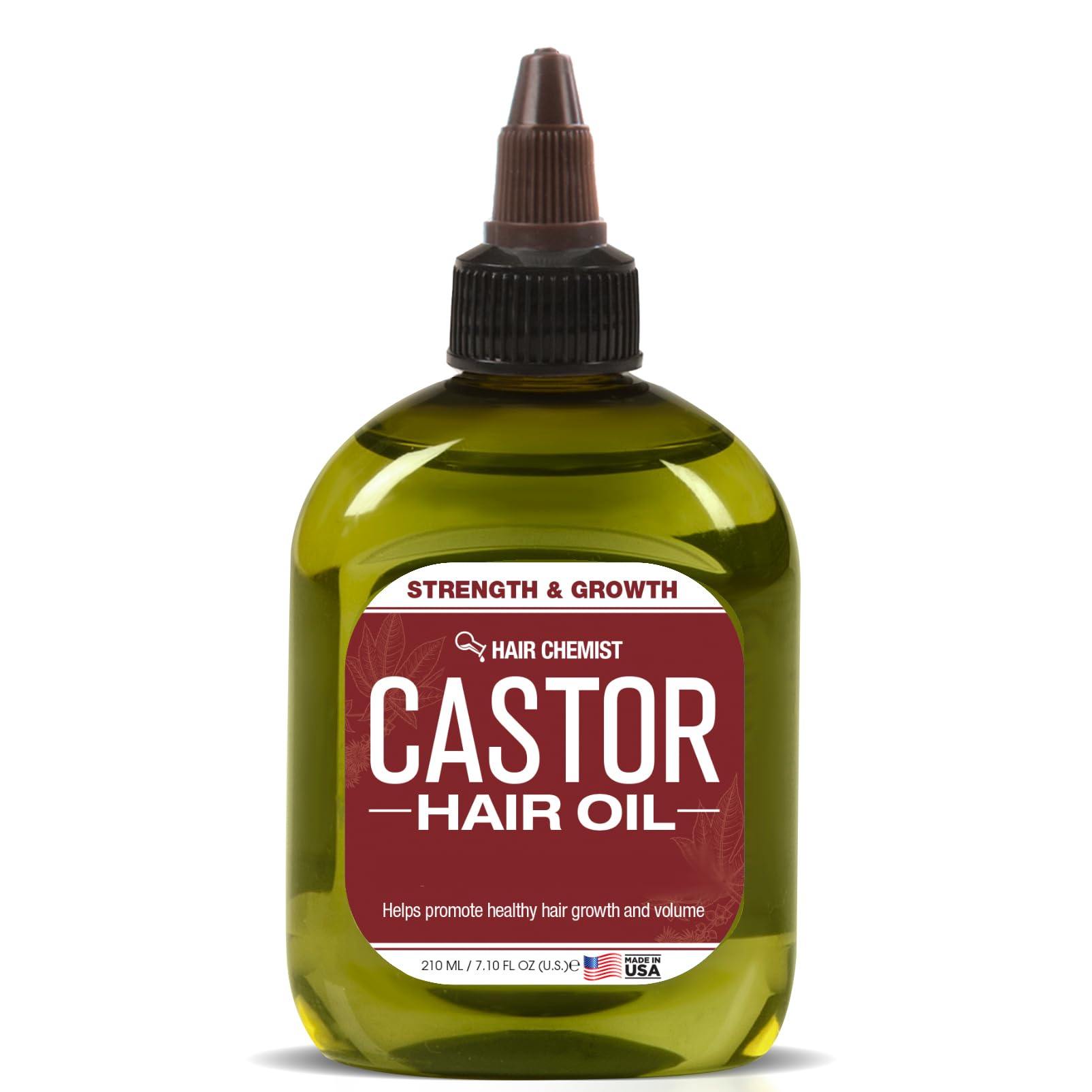 Hair Chemist huile ricin en bouteille, soin nourrissant pour cheveux forts et brillants.