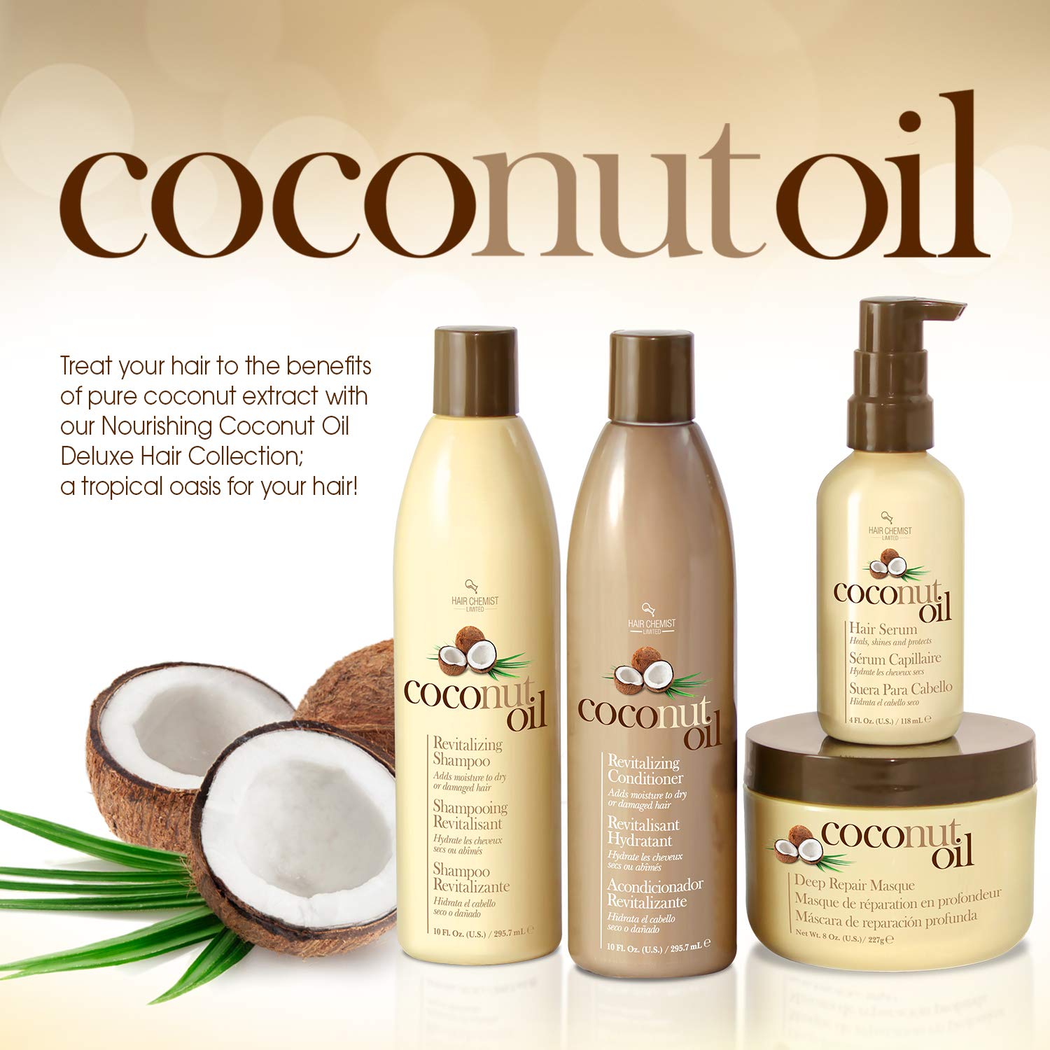 Formule à l’huile de coco offrant protection et douceur des longueurs.