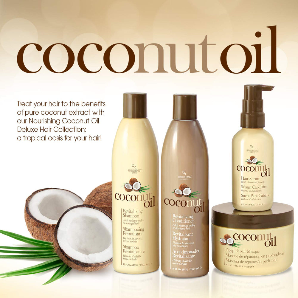 Formule à l’huile de coco offrant protection et douceur des longueurs.