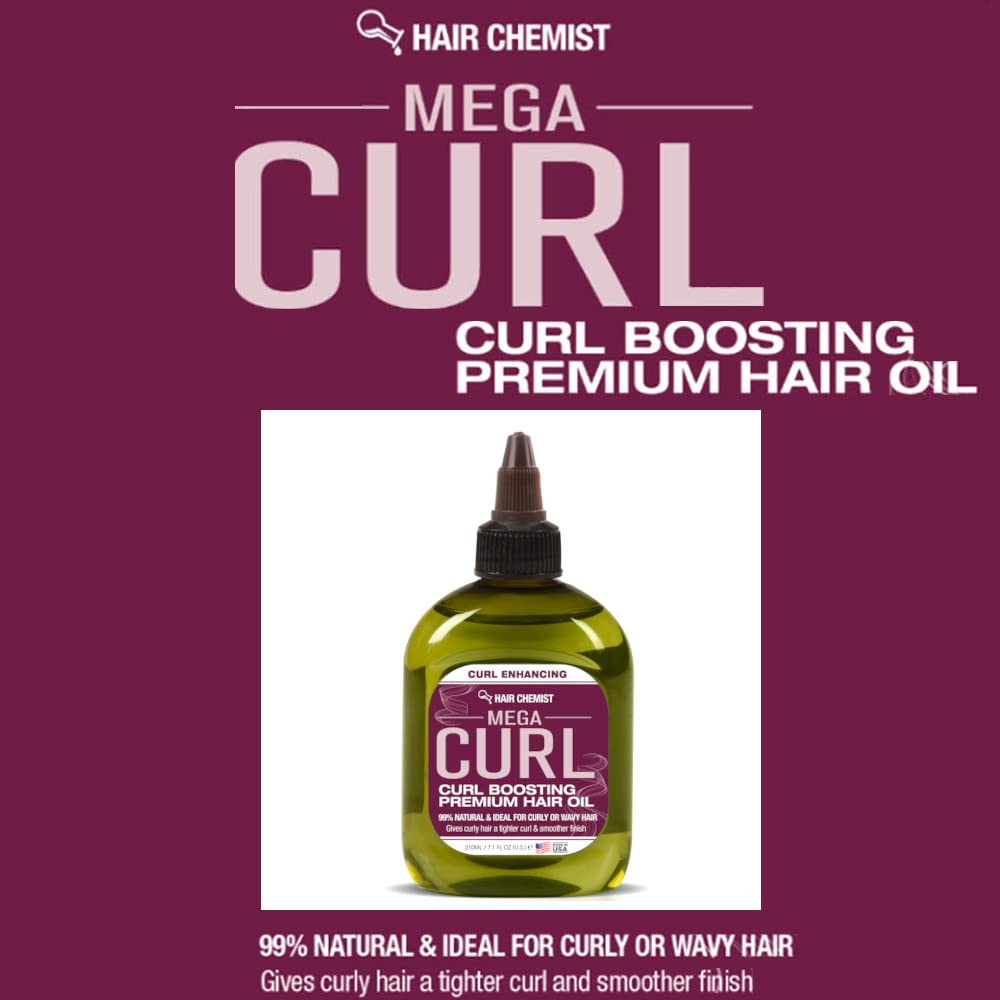 Application de l huile Mega Curl Boosting sur cheveux humides pour démêlage en douceur.