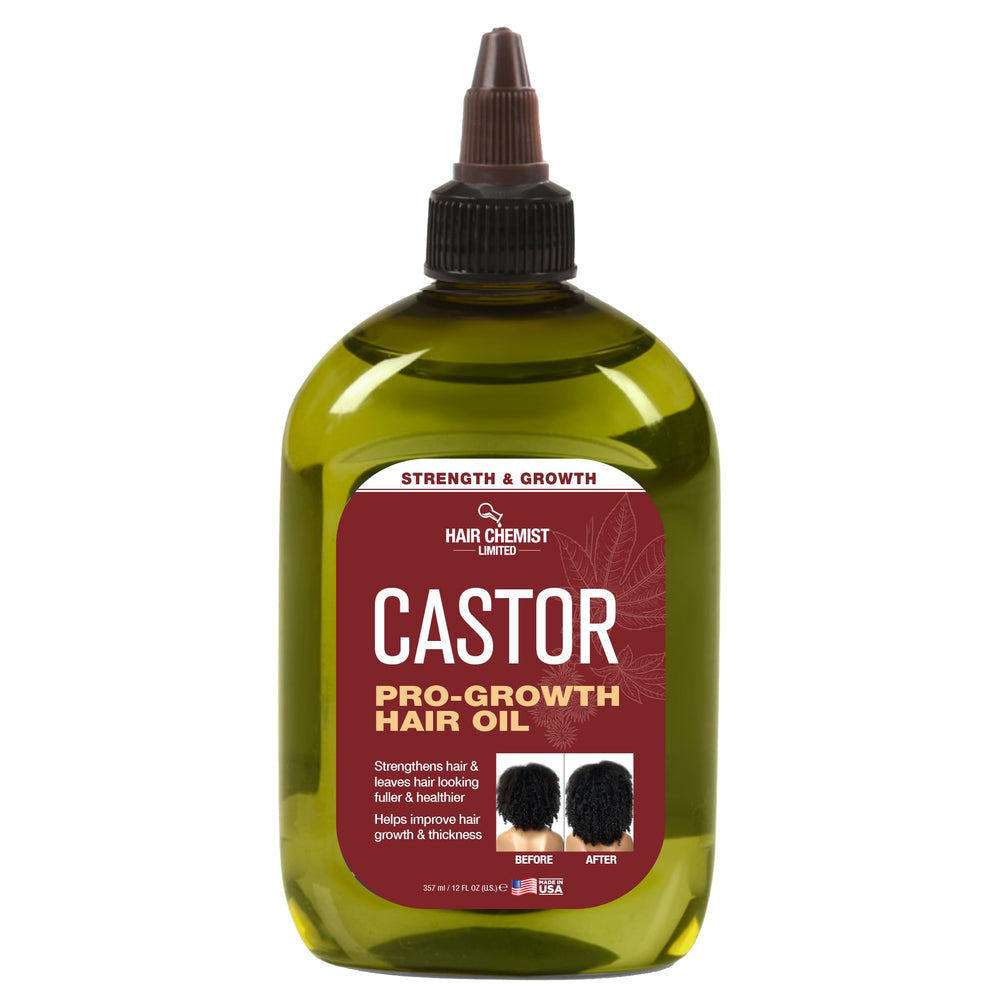 Hair Chemist Pro-Croissance huile de ricin en bouteille 12 oz nourrit le cuir chevelu.