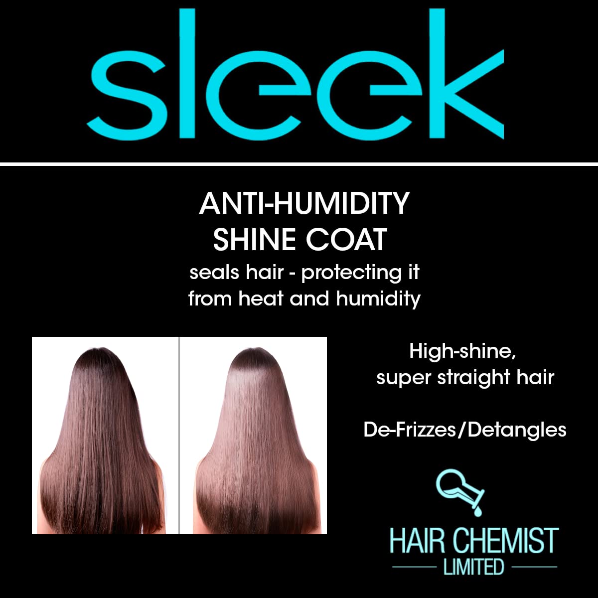 Hair Chemist Sleek protection chaleur et humidite, fini durable.