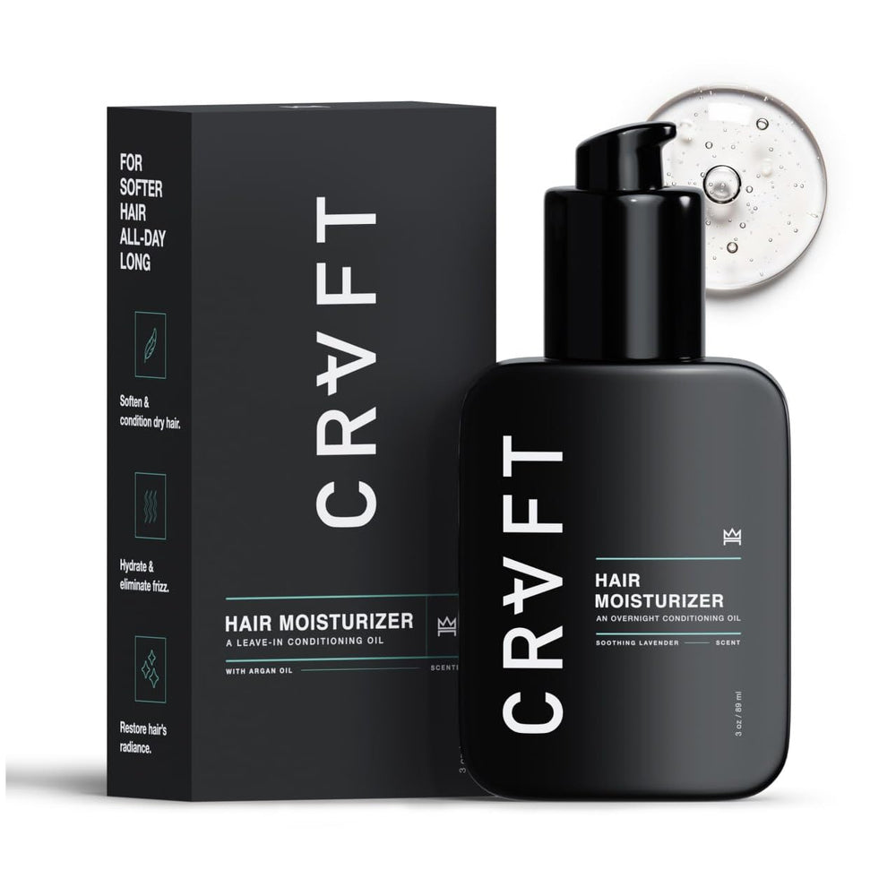 CRVFT Hair Craft Co: bouteille de soin sans rinçage pour hommes offrant hydratation durable.