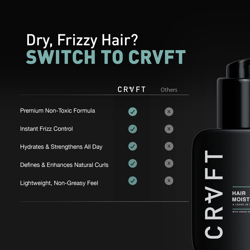 Texture crème CRVFT: huile capillaire pour cheveux masculins sans rinçage.