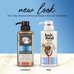 Hair Food Coconut Milk Chai Spice conditioner bottle on bathroom shelf