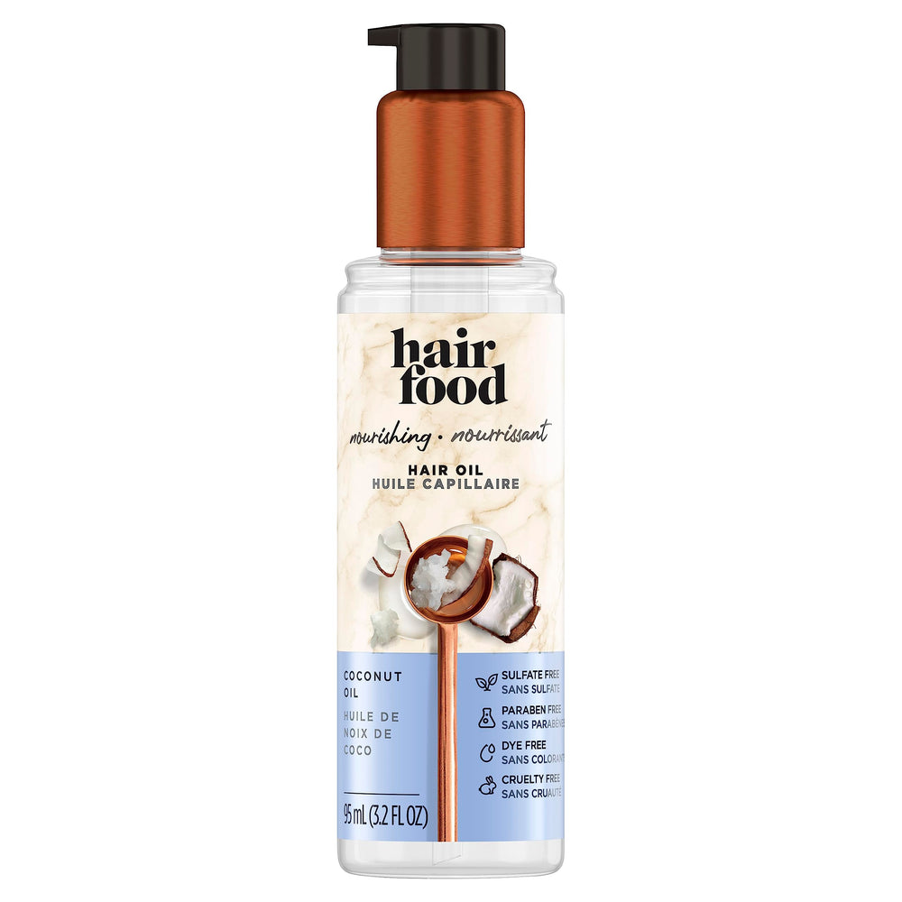 Hair Food Coconut Oil bottle ready to nourish hair with sulfate-free formula.