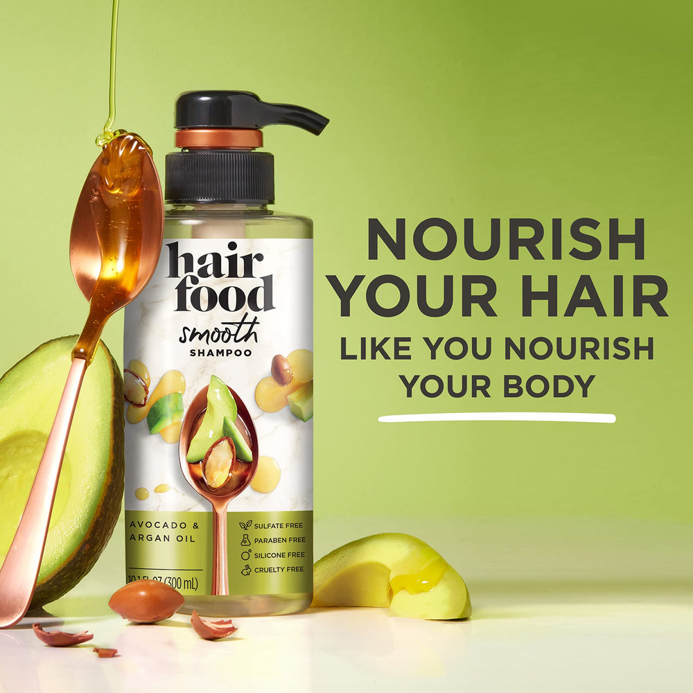 Hair Food Shampoing Avocat Argane – mousse légère pour cheveux volumineux après lavage