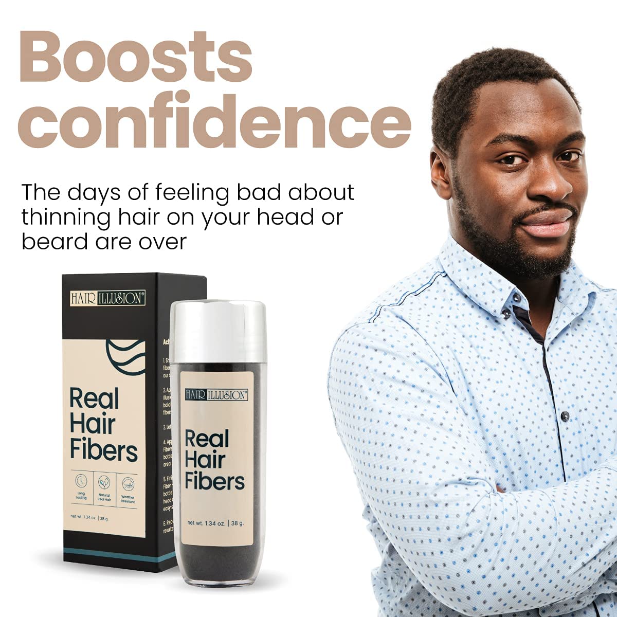 Fibres capillaires naturelles Hair Illusion se mêlant aux cheveux existants