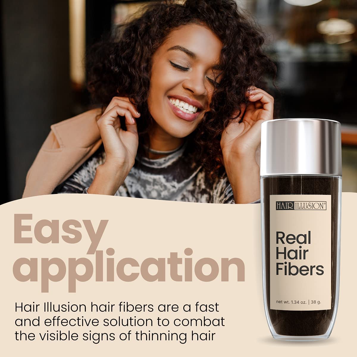 Hair Illusion idéal pour tous types de cheveux, y compris bouclés et fins.